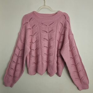 Full Circle Trends Pink Open Knit Sweater Size Medium
